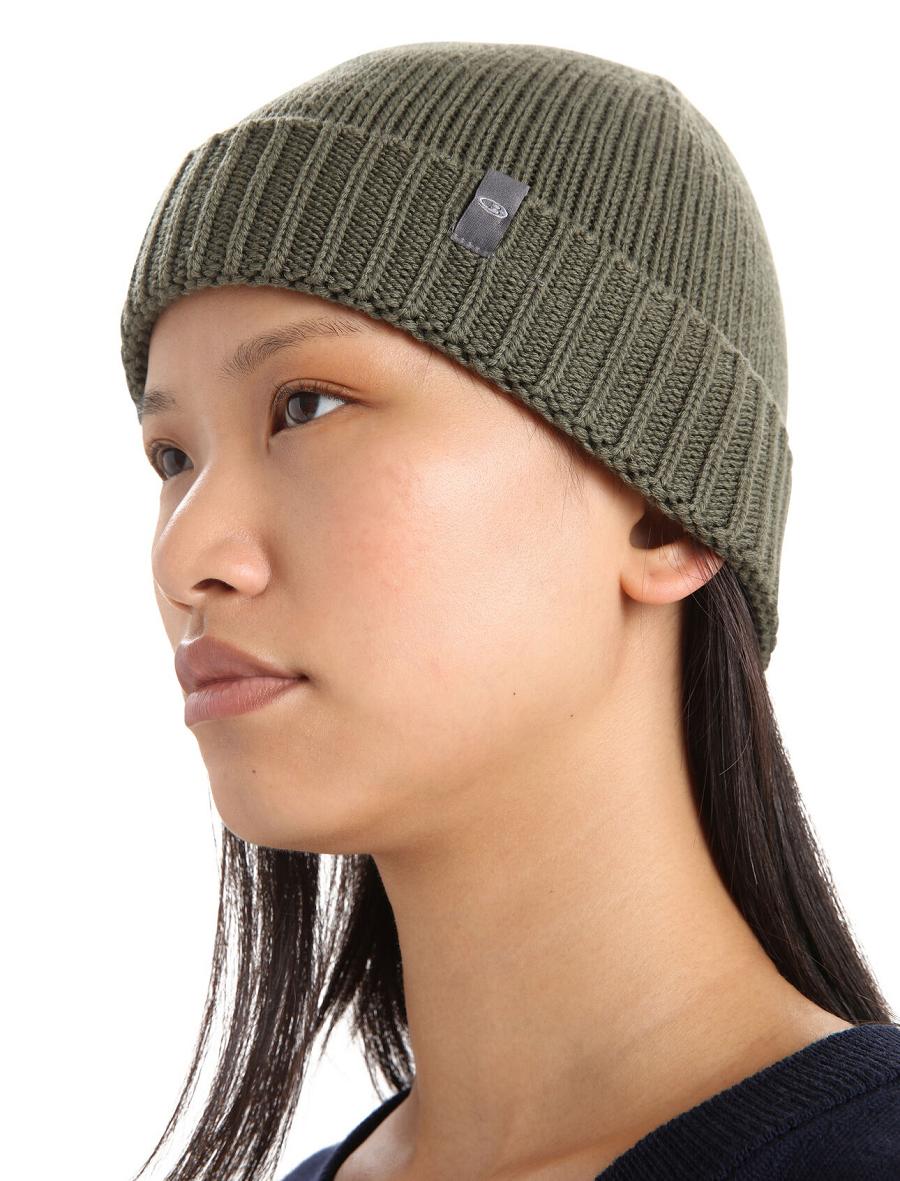 Loden Women's Icebreaker Unisex Merino Vela Cuff Beanie Hats | USA 1474BEXC